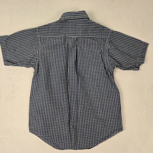 Ralph Lauren Short Sleeve Button Up Shirt Blue White Gingham Boys 5 Pony Logo - Picture 3 of 6